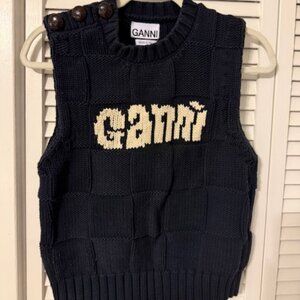 Ganni Graphic Print Crew Neck Sweater Size Small